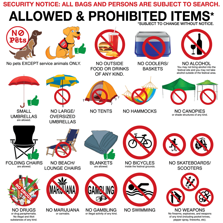 Event Allowed and Prohibited Items